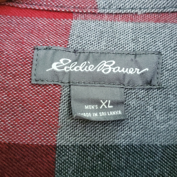 Eddie Bauer Men's shirt / shacket. Red, grey, black plaid. XL - Picture 5 of 9